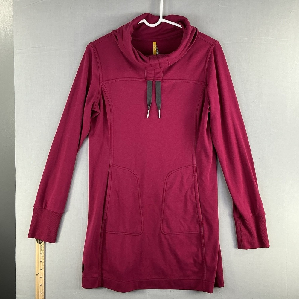 Lole Hooded Tunic Womens Large Magenta Stretch Pullover Long Sleeve